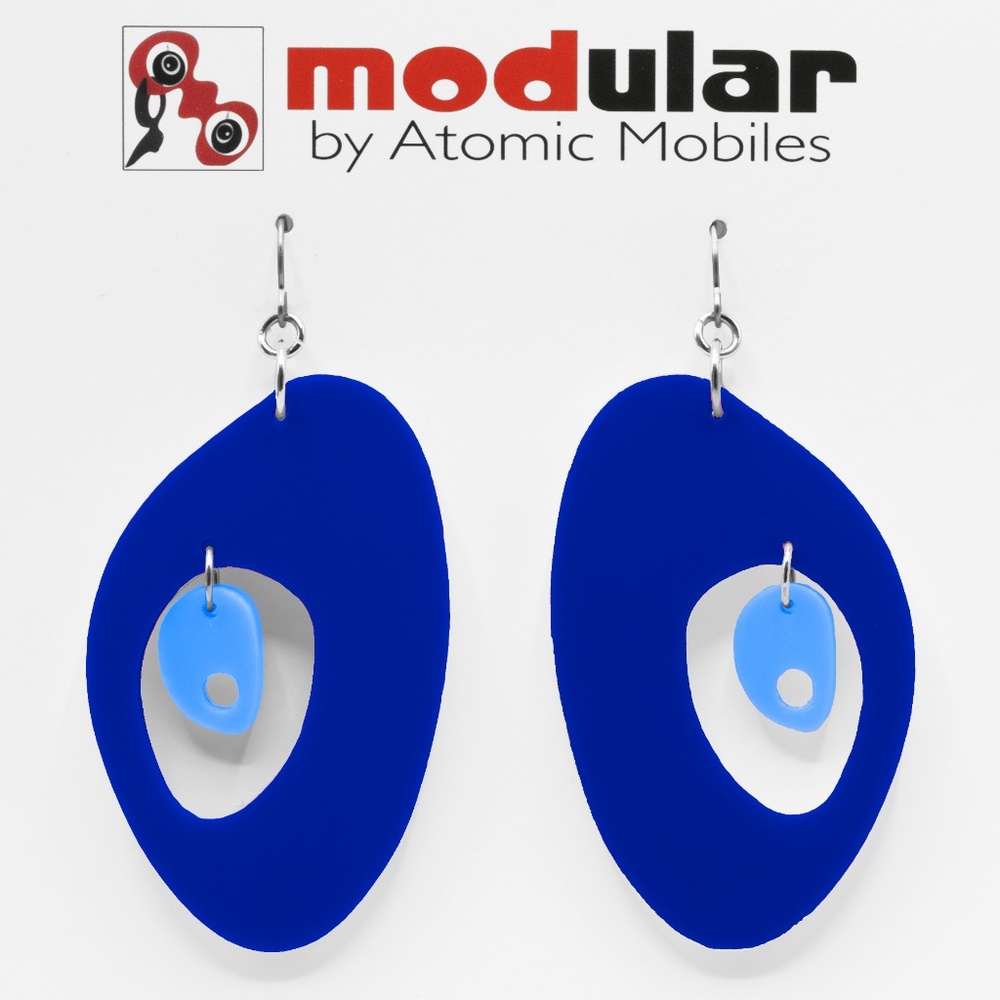Navy Modernist Earrings - Hip Mod Style Statement